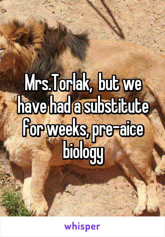 Mrs.Torlak,  but we have had a substitute for weeks, pre-aice biology