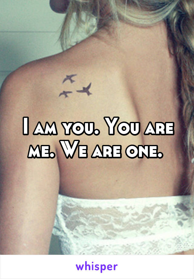 I am you. You are me. We are one. 