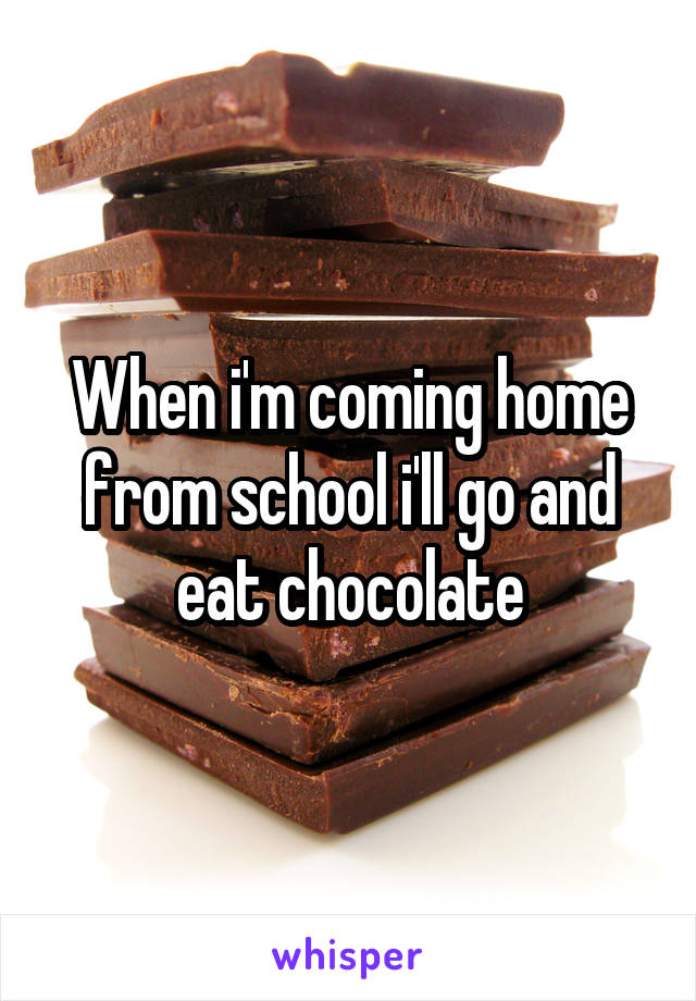 When i'm coming home from school i'll go and eat chocolate