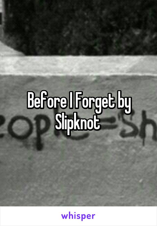 Before I Forget by Slipknot 