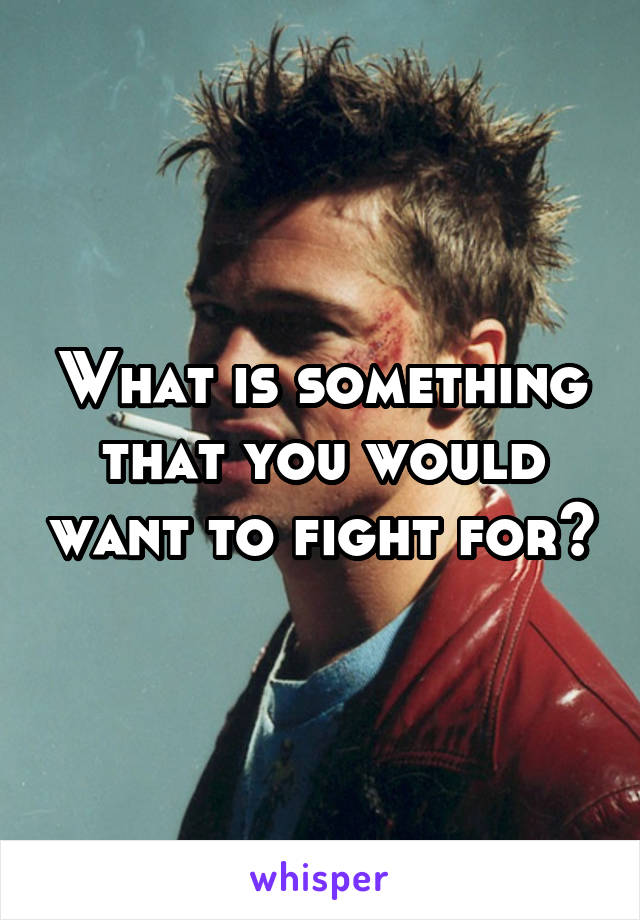 What is something that you would want to fight for?