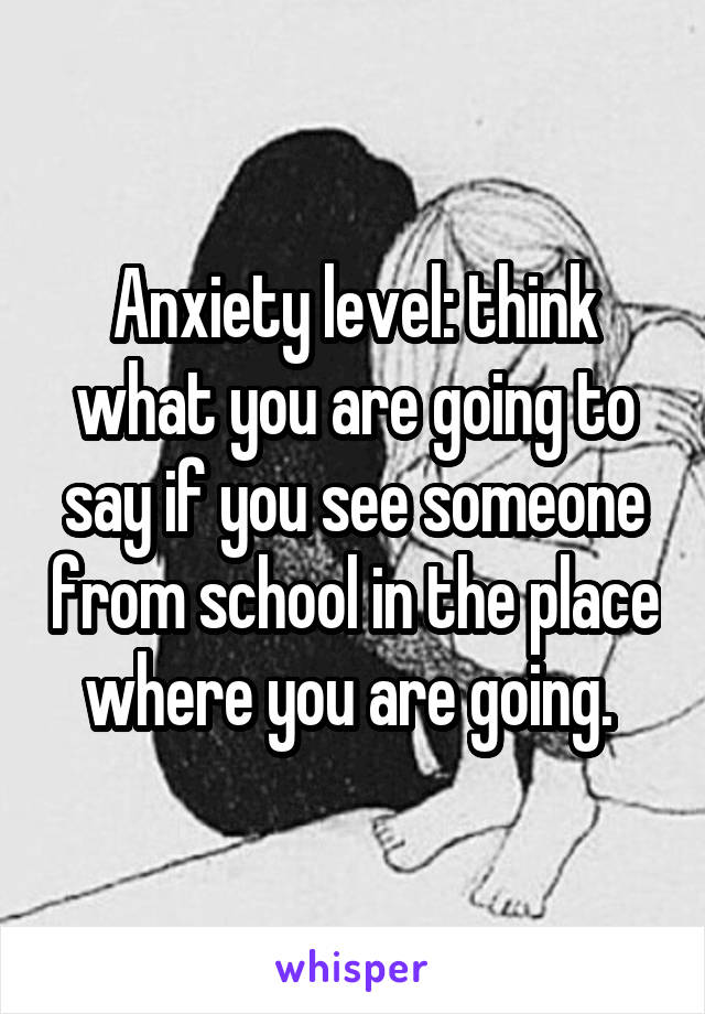 Anxiety level: think what you are going to say if you see someone from school in the place where you are going. 