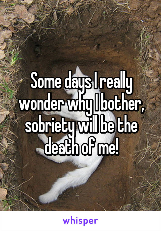 Some days I really wonder why I bother, sobriety will be the death of me!
