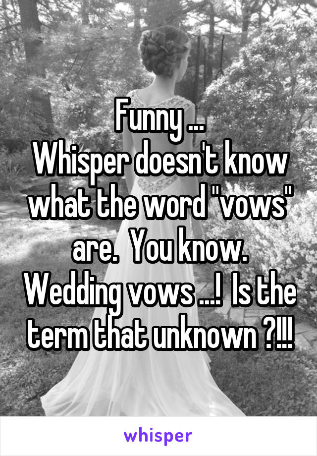 Funny ...
Whisper doesn't know what the word "vows" are.  You know. Wedding vows ...!  Is the term that unknown ?!!!