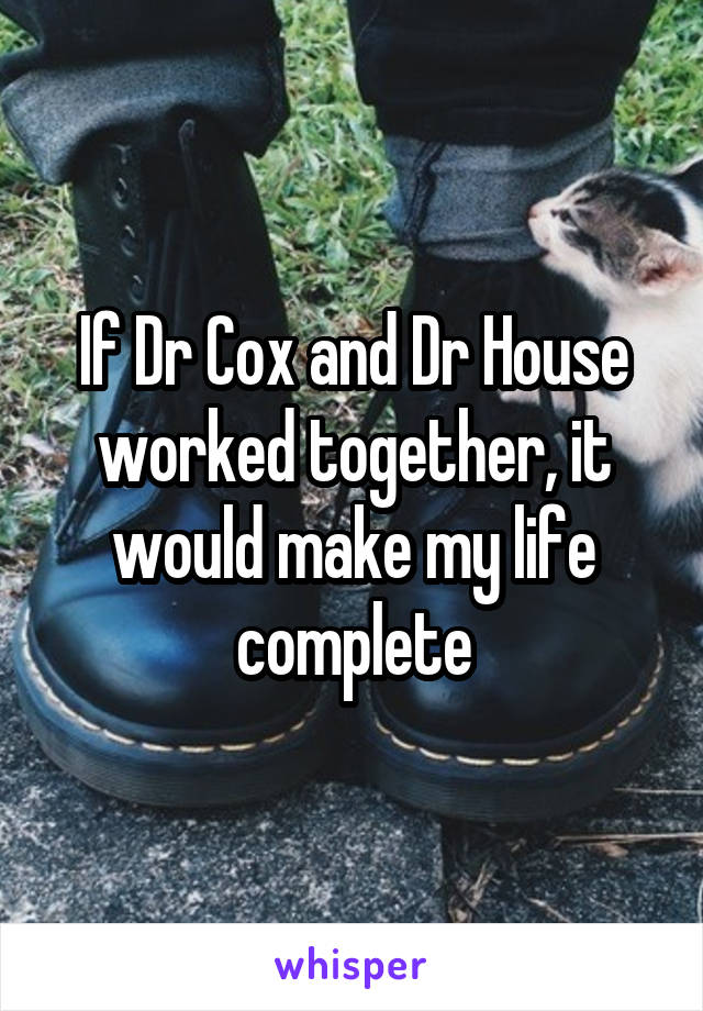 If Dr Cox and Dr House worked together, it would make my life complete