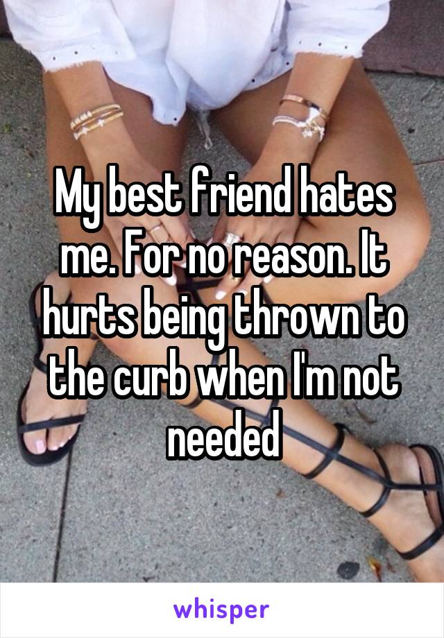 My best friend hates me. For no reason. It hurts being thrown to the curb when I'm not needed