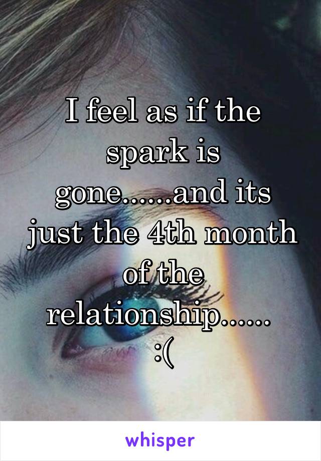I feel as if the spark is gone......and its just the 4th month of the relationship...... 
:(