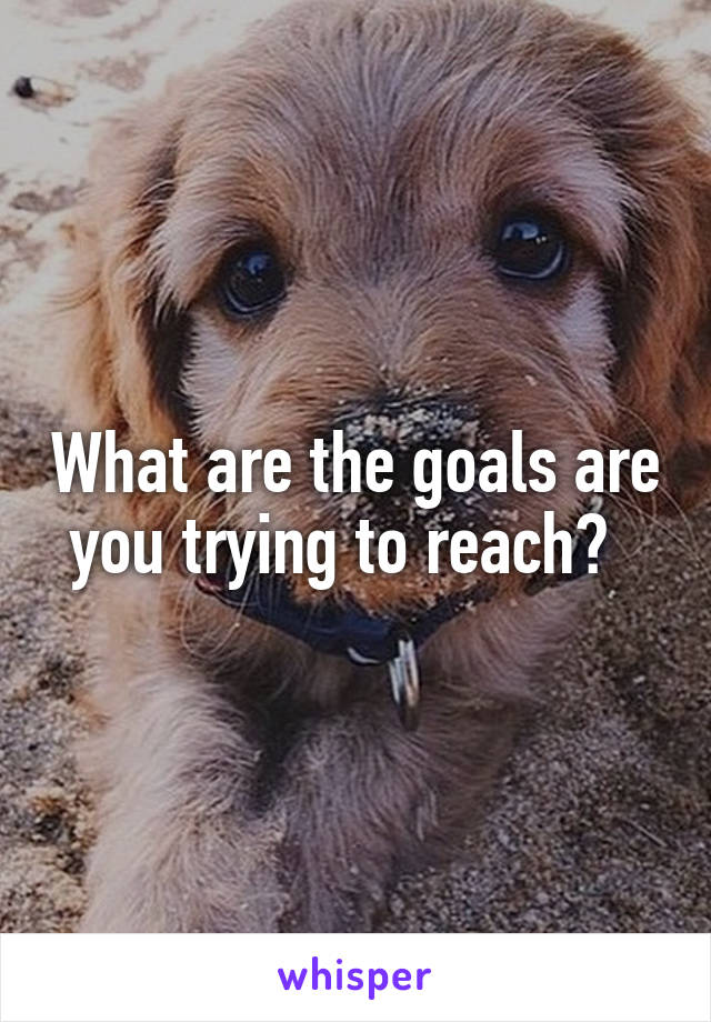What are the goals are you trying to reach?  