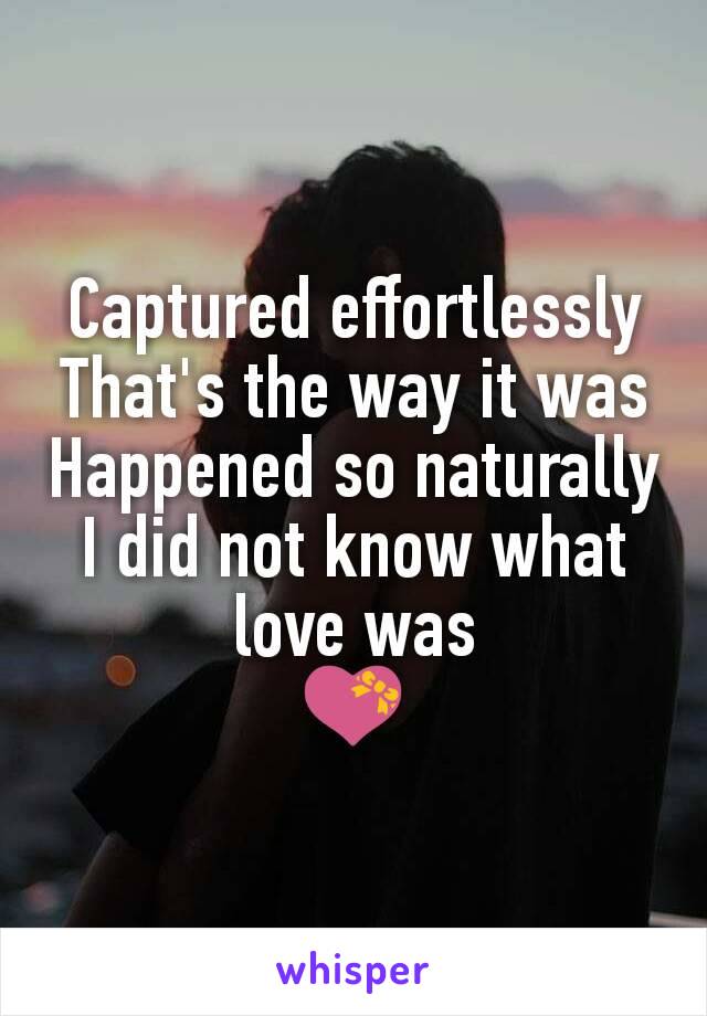 Captured effortlessly That's the way it was
Happened so naturally
I did not know what love was
💝