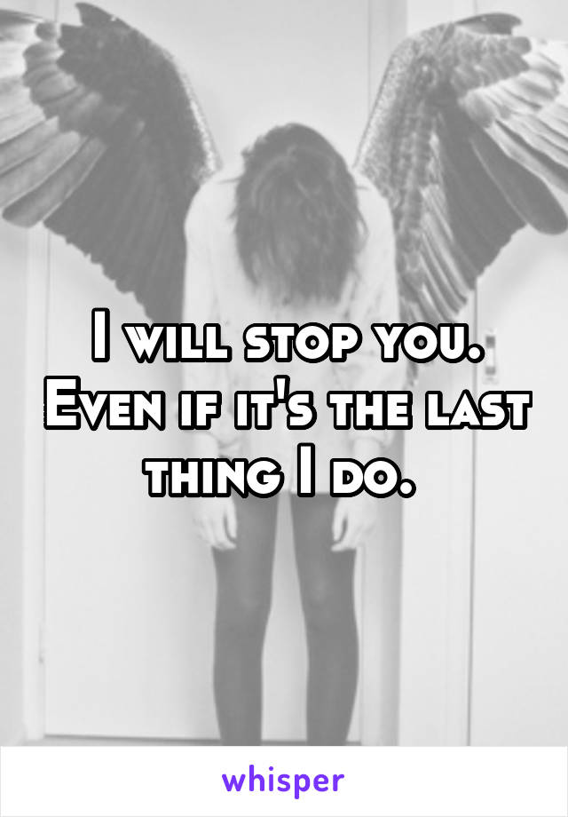 I will stop you. Even if it's the last thing I do. 