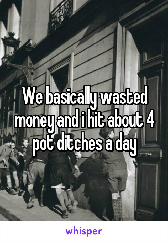We basically wasted money and i hit about 4 pot ditches a day