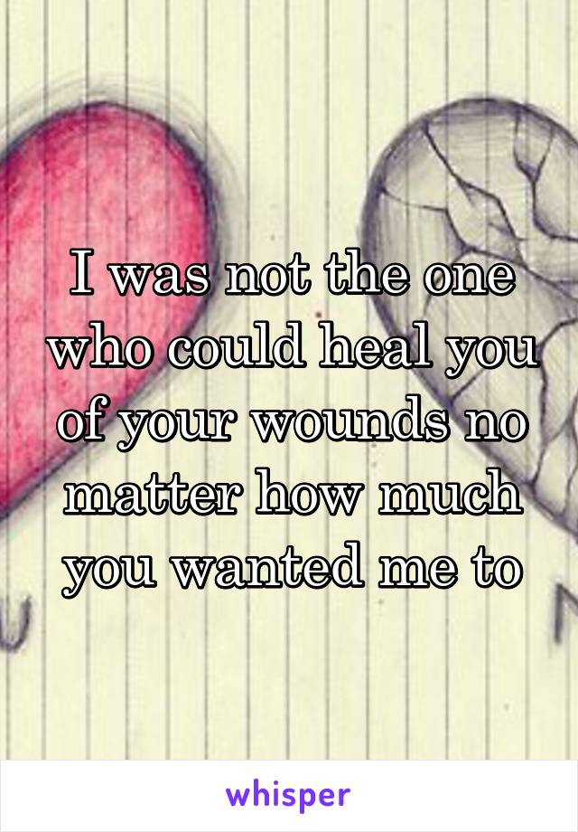 I was not the one who could heal you of your wounds no matter how much you wanted me to