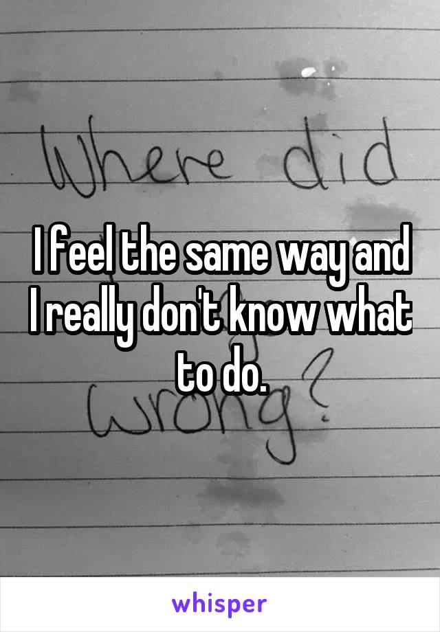 I feel the same way and I really don't know what to do.