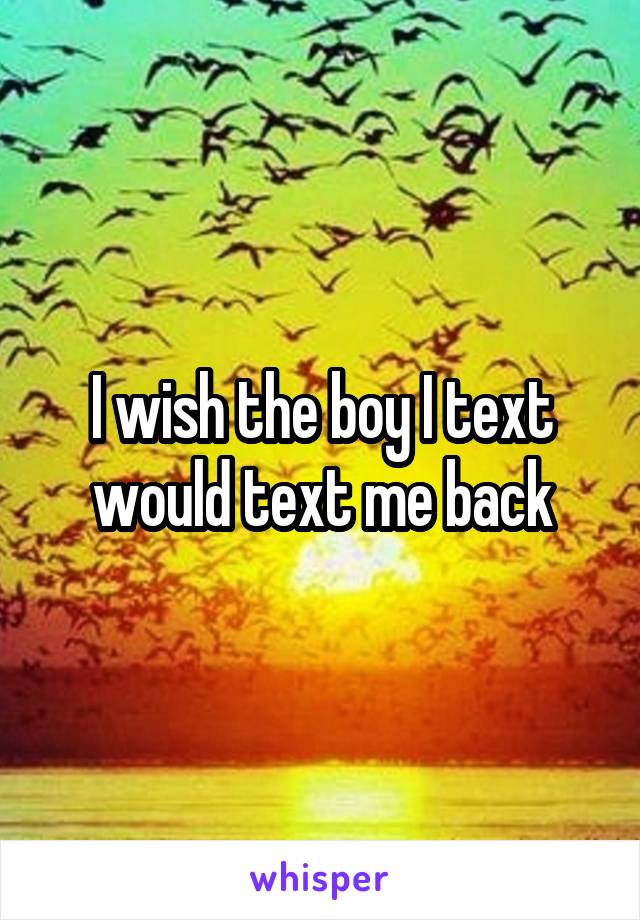 I wish the boy I text would text me back