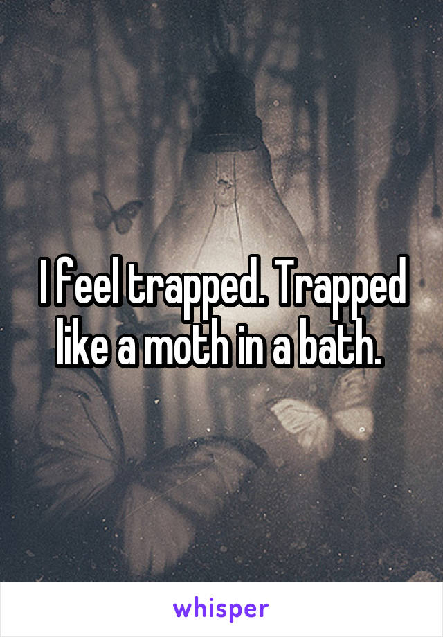 I feel trapped. Trapped like a moth in a bath. 