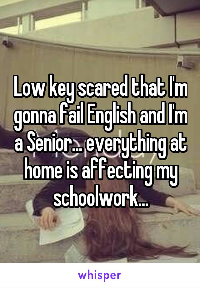 Low key scared that I'm gonna fail English and I'm a Senior... everything at home is affecting my schoolwork...