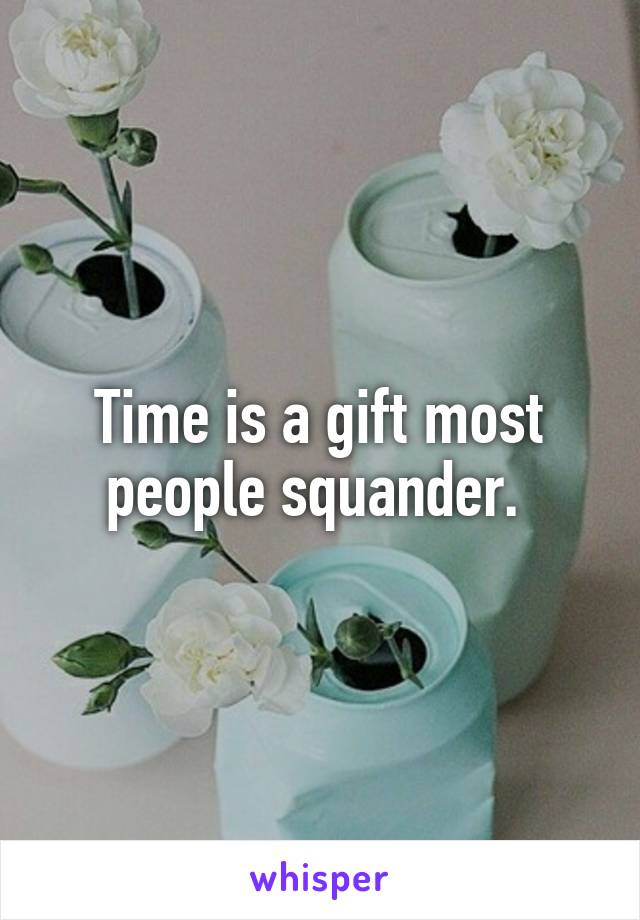 Time is a gift most people squander. 