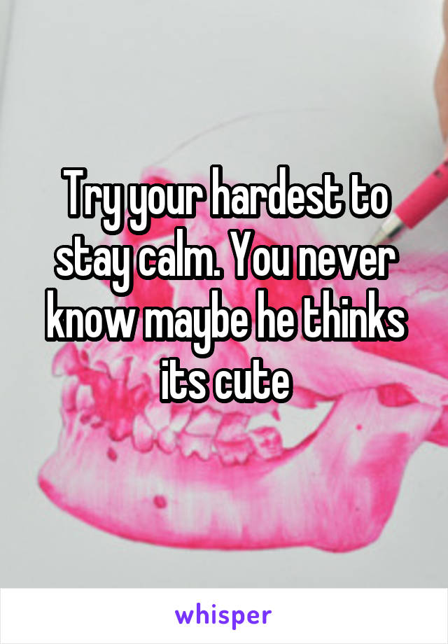 Try your hardest to stay calm. You never know maybe he thinks its cute

