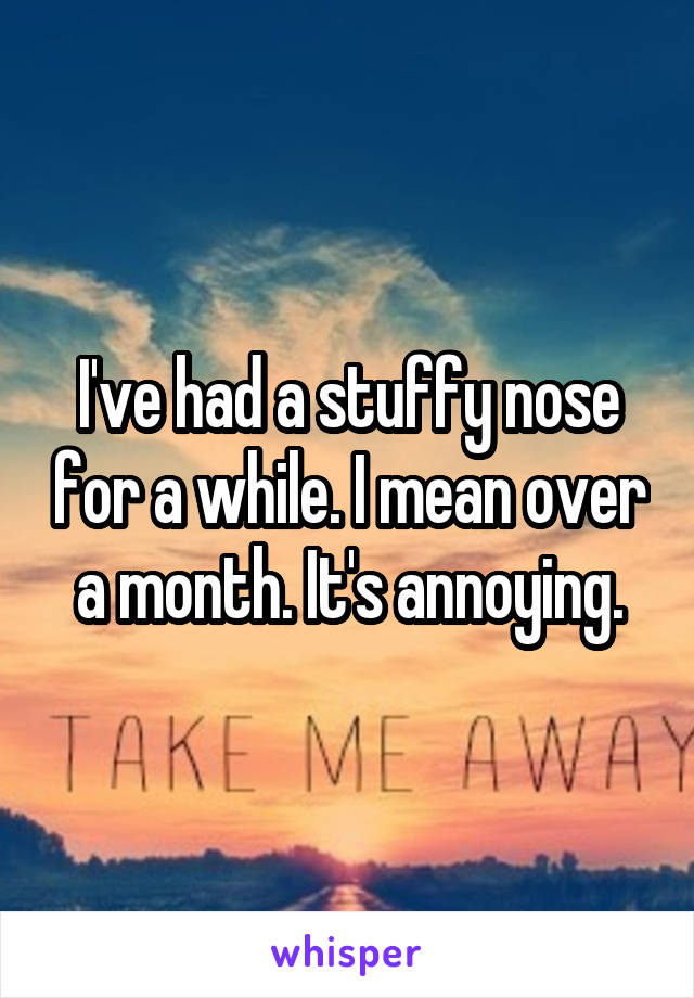 I've had a stuffy nose for a while. I mean over a month. It's annoying.