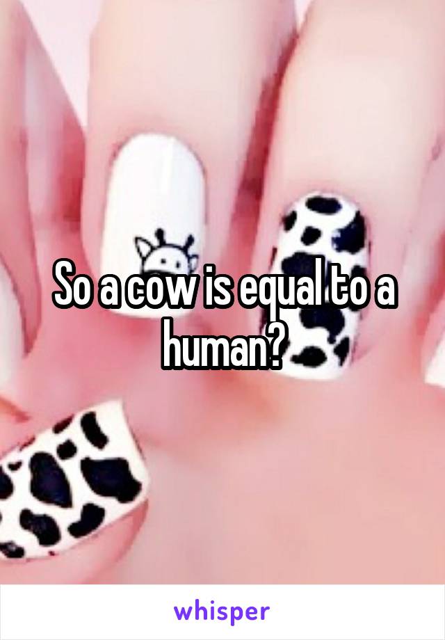 So a cow is equal to a human?