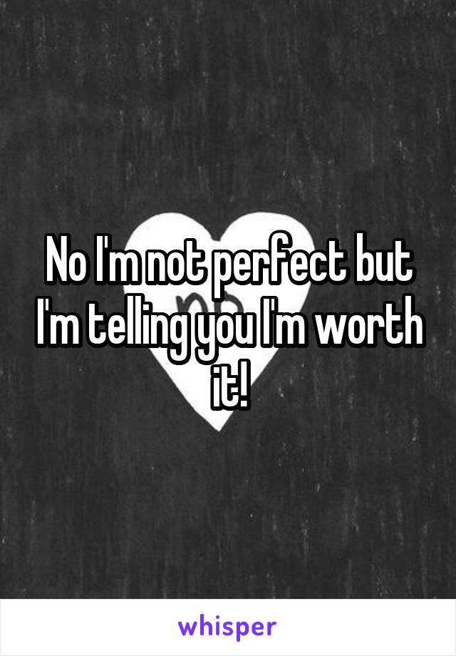No I'm not perfect but I'm telling you I'm worth it!