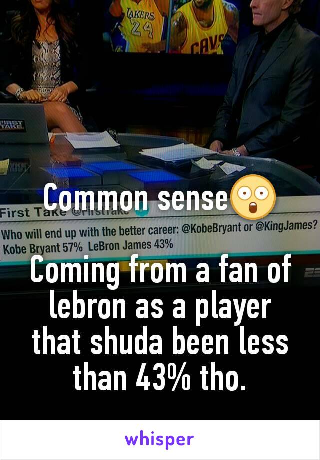 Common sense😲

Coming from a fan of lebron as a player that shuda been less than 43% tho.