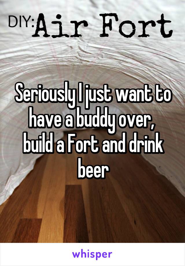 Seriously I just want to have a buddy over,  build a Fort and drink beer