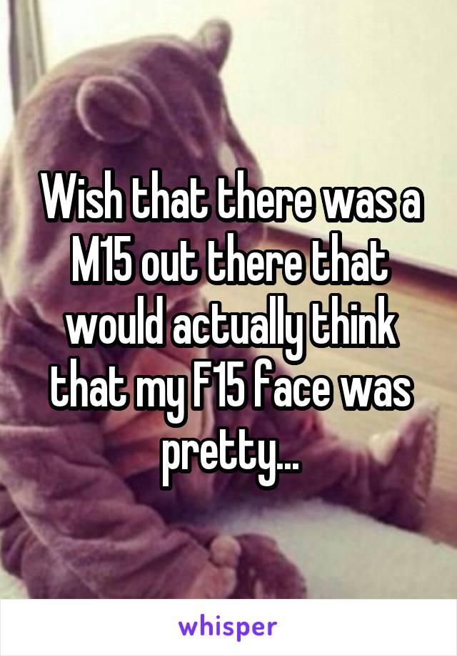 Wish that there was a M15 out there that would actually think that my F15 face was pretty...