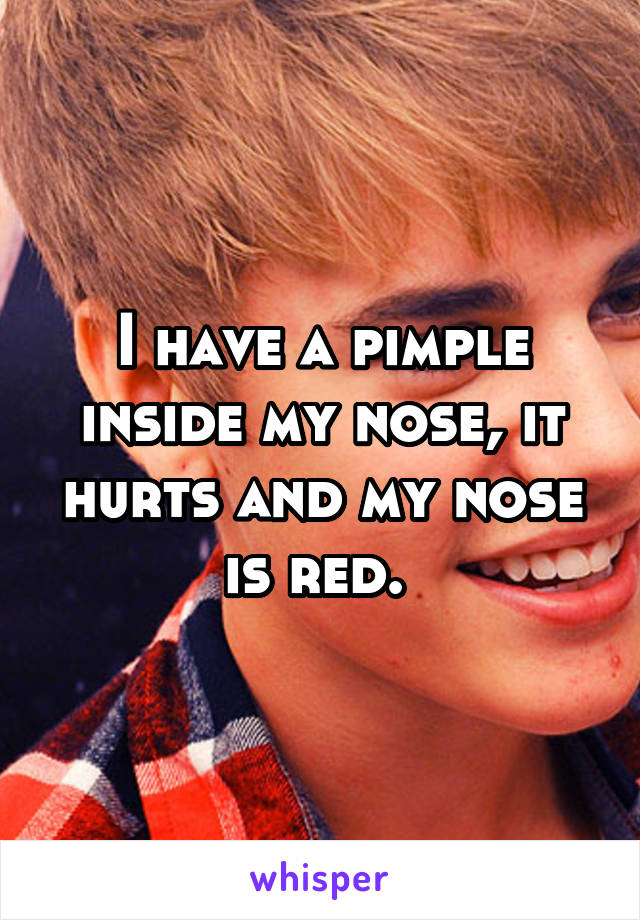 I have a pimple inside my nose, it hurts and my nose is red. 