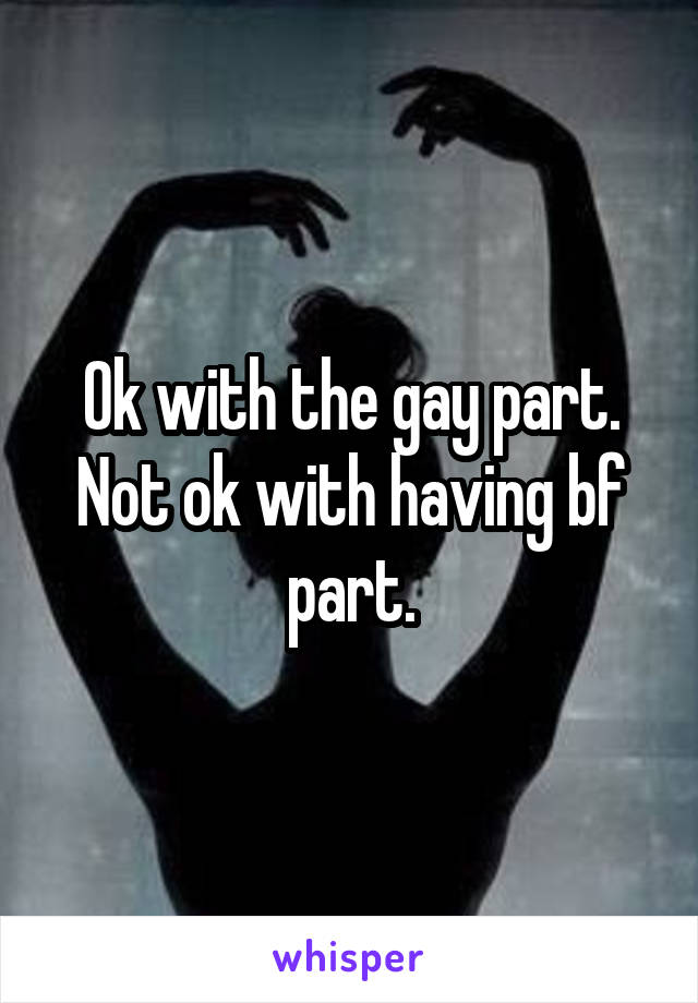 Ok with the gay part. Not ok with having bf part.