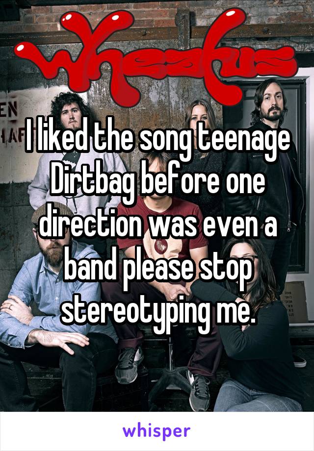 I liked the song teenage Dirtbag before one direction was even a band please stop stereotyping me.