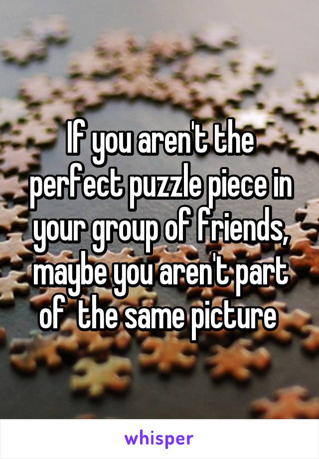 If you aren't the perfect puzzle piece in your group of friends, maybe you aren't part of  the same picture 