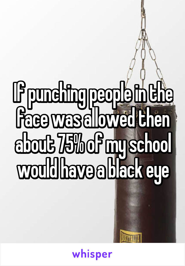 If punching people in the face was allowed then about 75% of my school would have a black eye