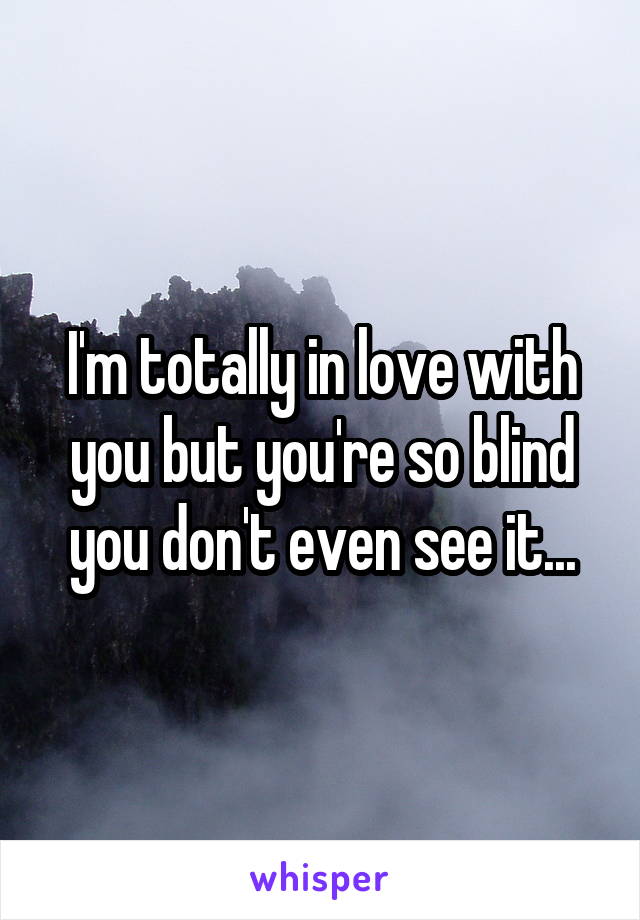 I'm totally in love with you but you're so blind you don't even see it...