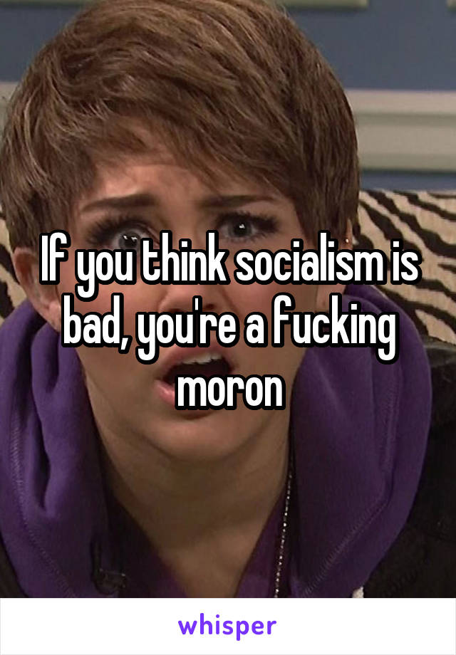 If you think socialism is bad, you're a fucking moron