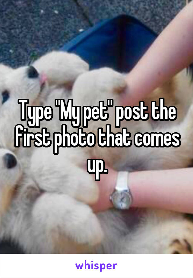 Type "My pet" post the first photo that comes up.
