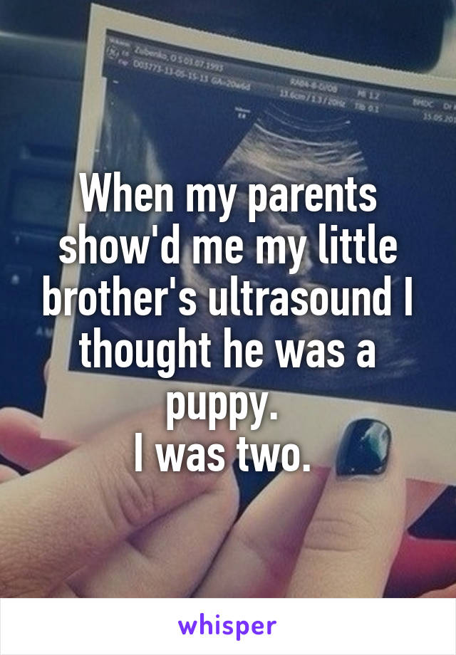 When my parents show'd me my little brother's ultrasound I thought he was a puppy. 
I was two. 