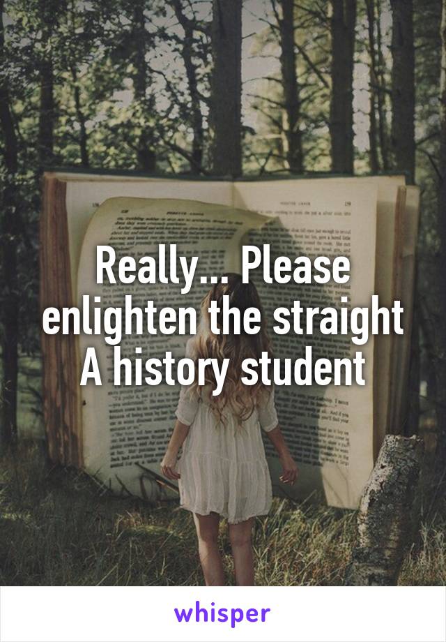 Really... Please enlighten the straight A history student