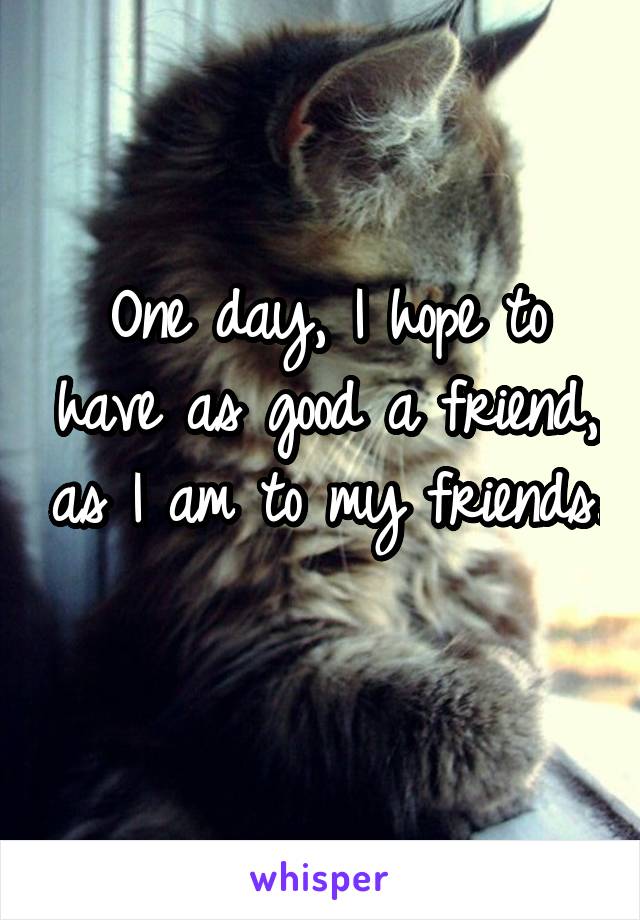 One day, I hope to have as good a friend, as I am to my friends. 