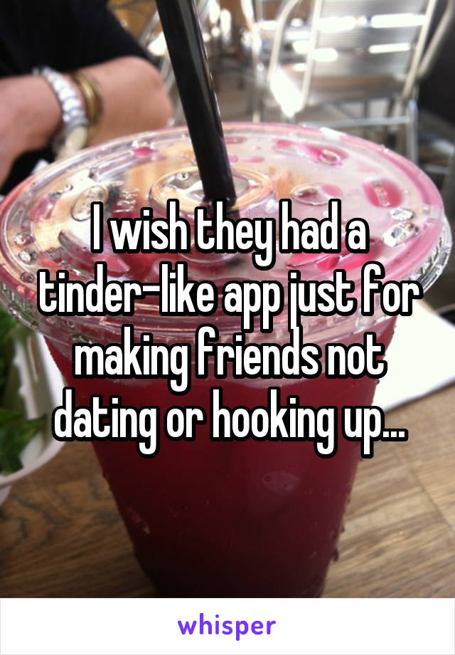 I wish they had a tinder-like app just for making friends not dating or hooking up...