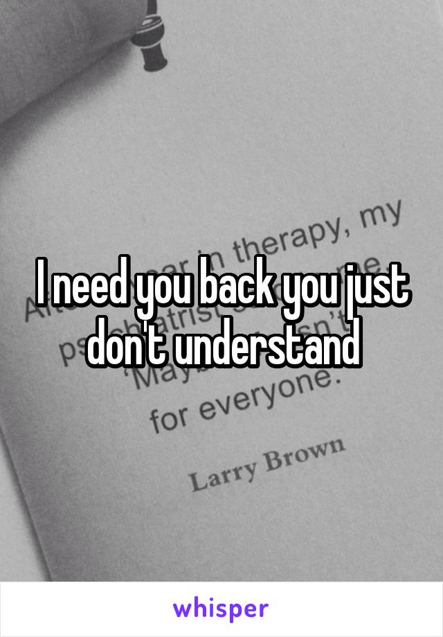 I need you back you just don't understand