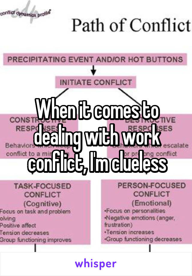 When it comes to dealing with work conflict, I'm clueless