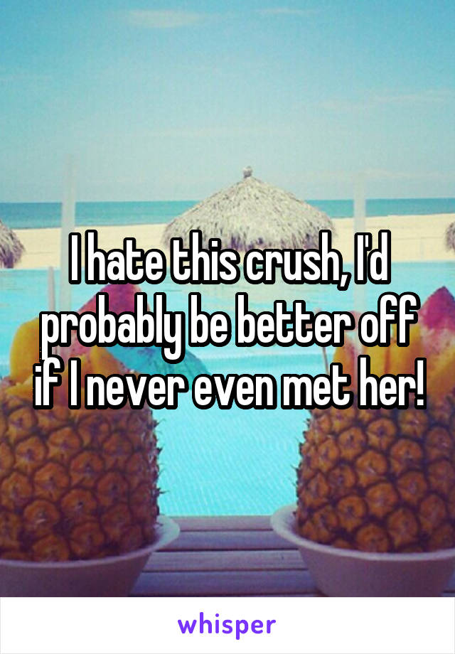 I hate this crush, I'd probably be better off if I never even met her!