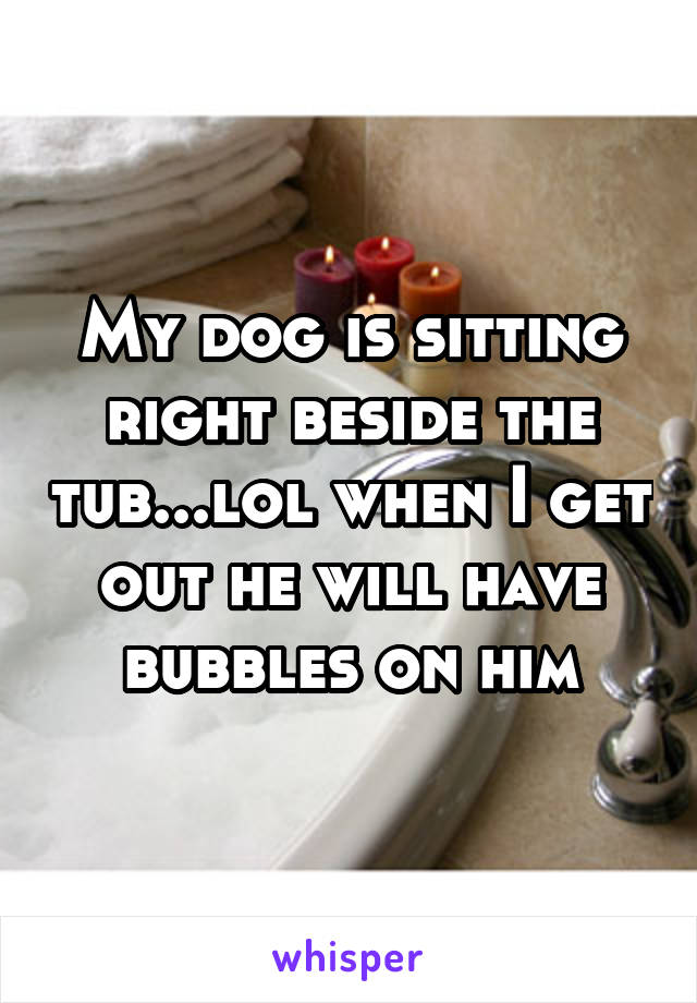 My dog is sitting right beside the tub...lol when I get out he will have bubbles on him