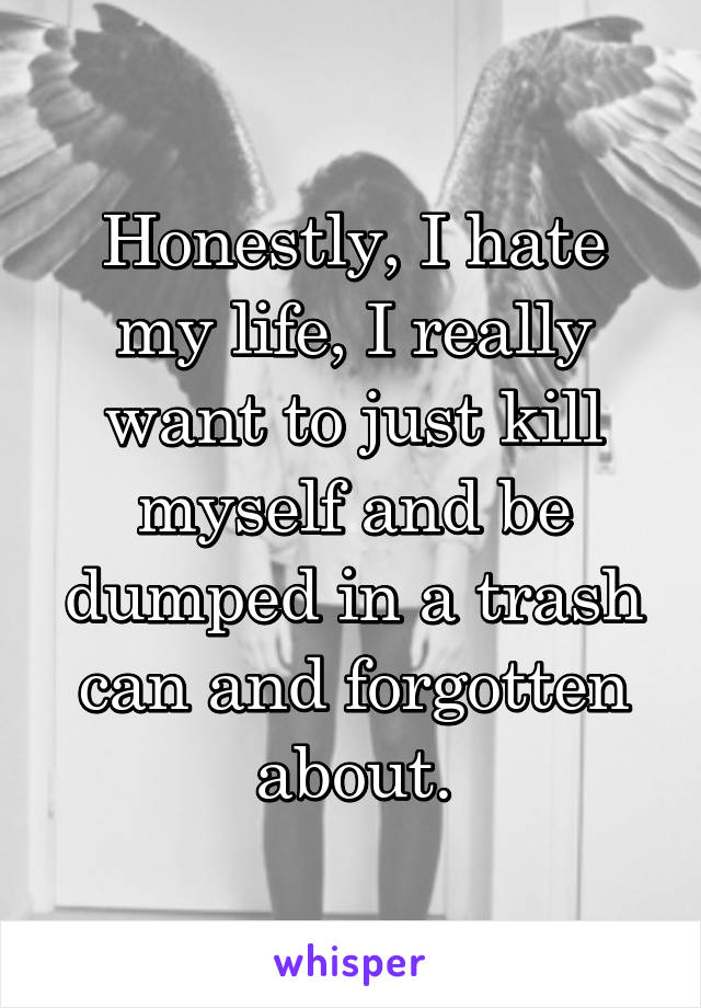 Honestly, I hate my life, I really want to just kill myself and be dumped in a trash can and forgotten about.