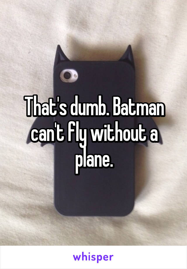 That's dumb. Batman can't fly without a plane.