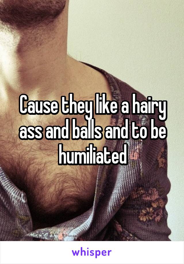 Cause they like a hairy ass and balls and to be humiliated