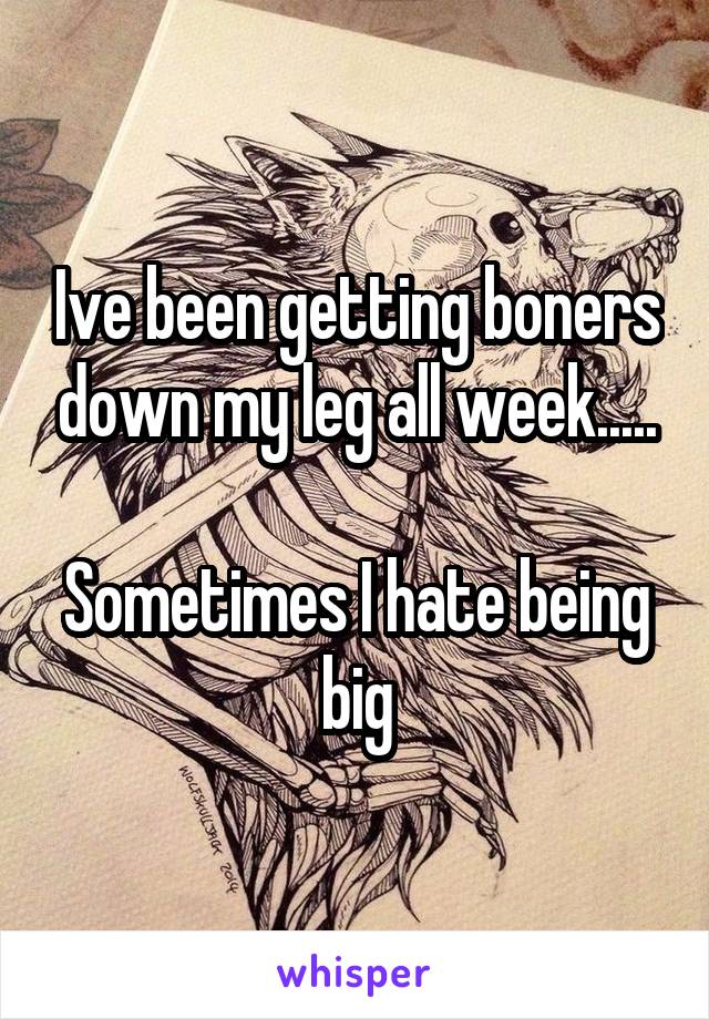 Ive been getting boners down my leg all week.....

Sometimes I hate being big