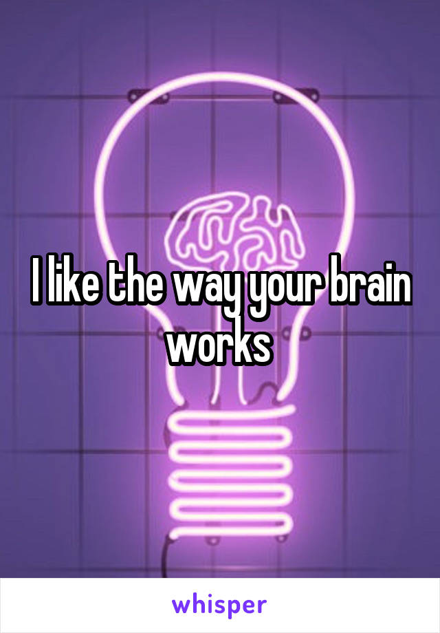 I like the way your brain works 