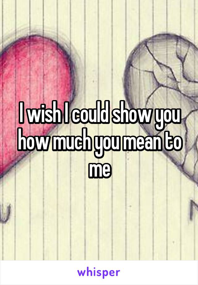 I wish I could show you how much you mean to me